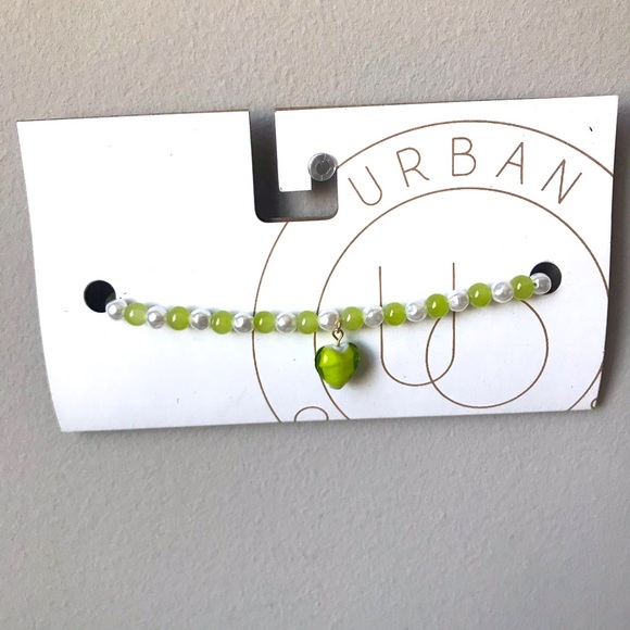 Green Beaded Heart Necklace